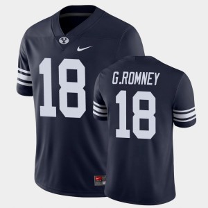 #18 Gunner Romney Game BYU College Football Mens Navy Jersey 361780-145